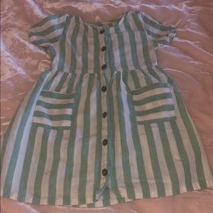 Green and white stripped Old Navy toddler dress;